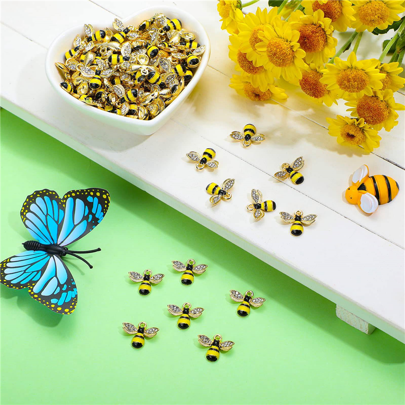 Embellish Craft - A73P 200 Pcs Enamel Bee Charms
