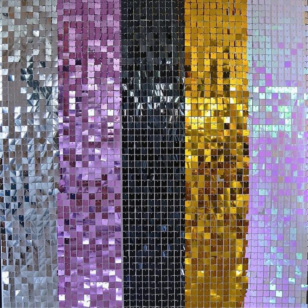 Sequin Fabric Panel - 6pcs Shimmer Wall Backdrop Square Sequin