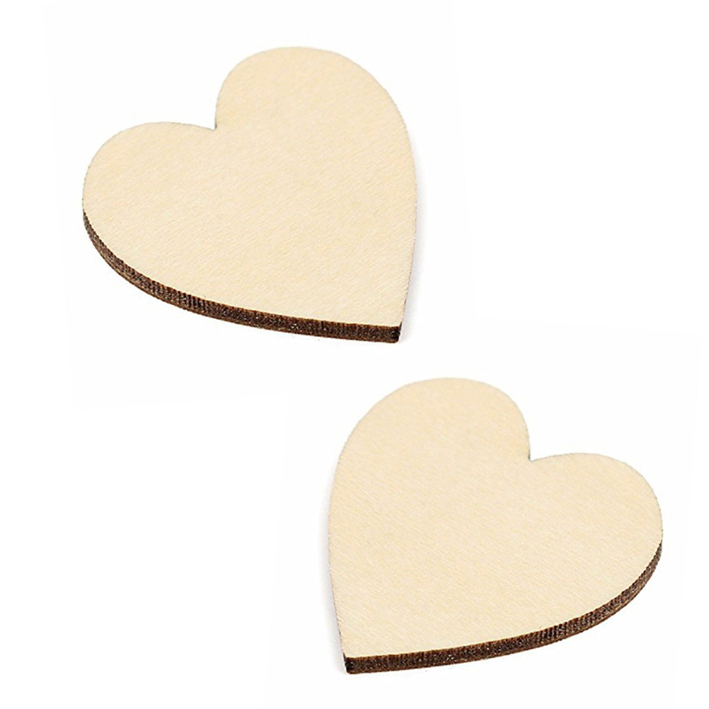 Embellishments For Scrapbooking - 50Pcs Wooden Love Heart Craft Blanks