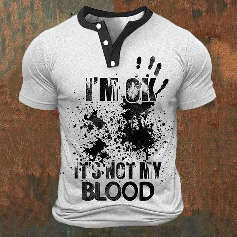 Embellish Knit - Funny 3D Letter Print Men's Henley