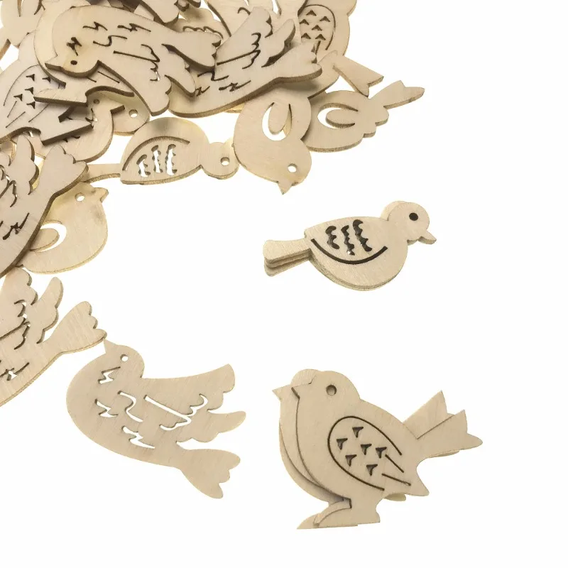 50pcs Wooden Bird Pattern DIY  - огляд і ціна Embellishments For Scrapbooking