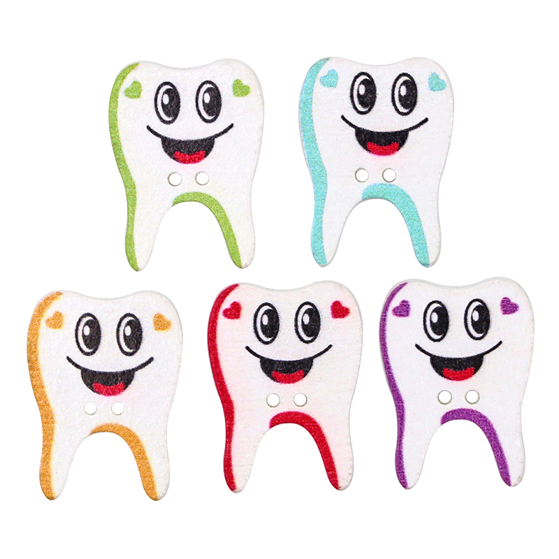 50/100pcs Wooden Button Tooth  - огляд і ціна Embellishments For Scrapbooking