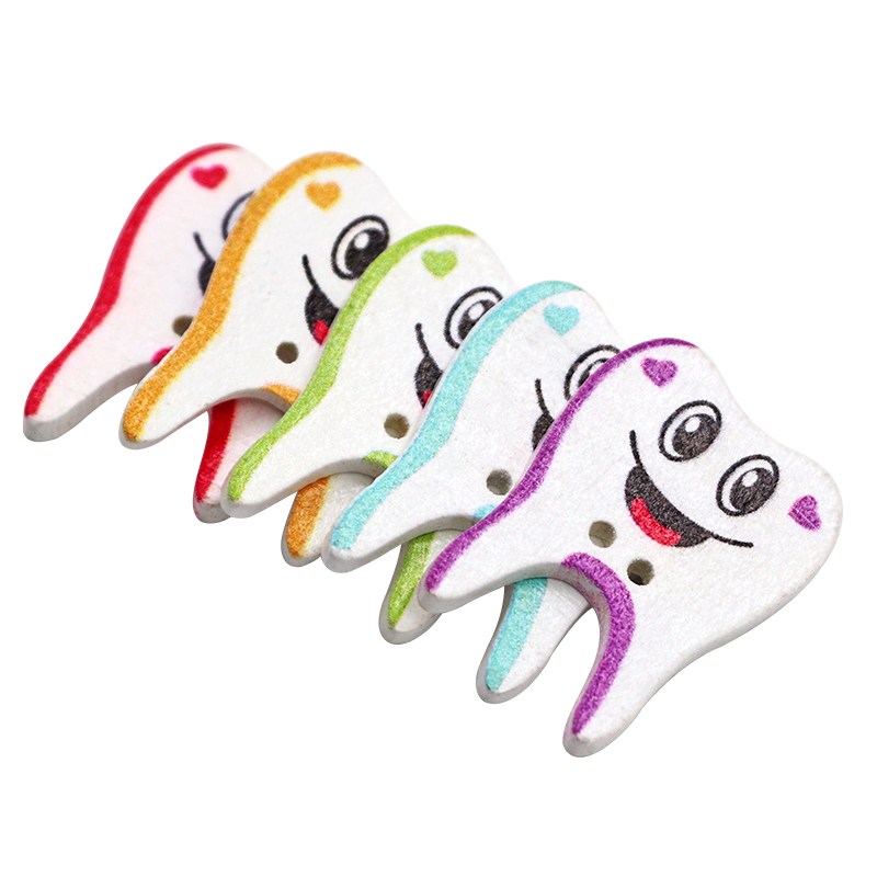 50/100pcs Wooden Button Tooth  - огляд і ціна Embellishments For Scrapbooking