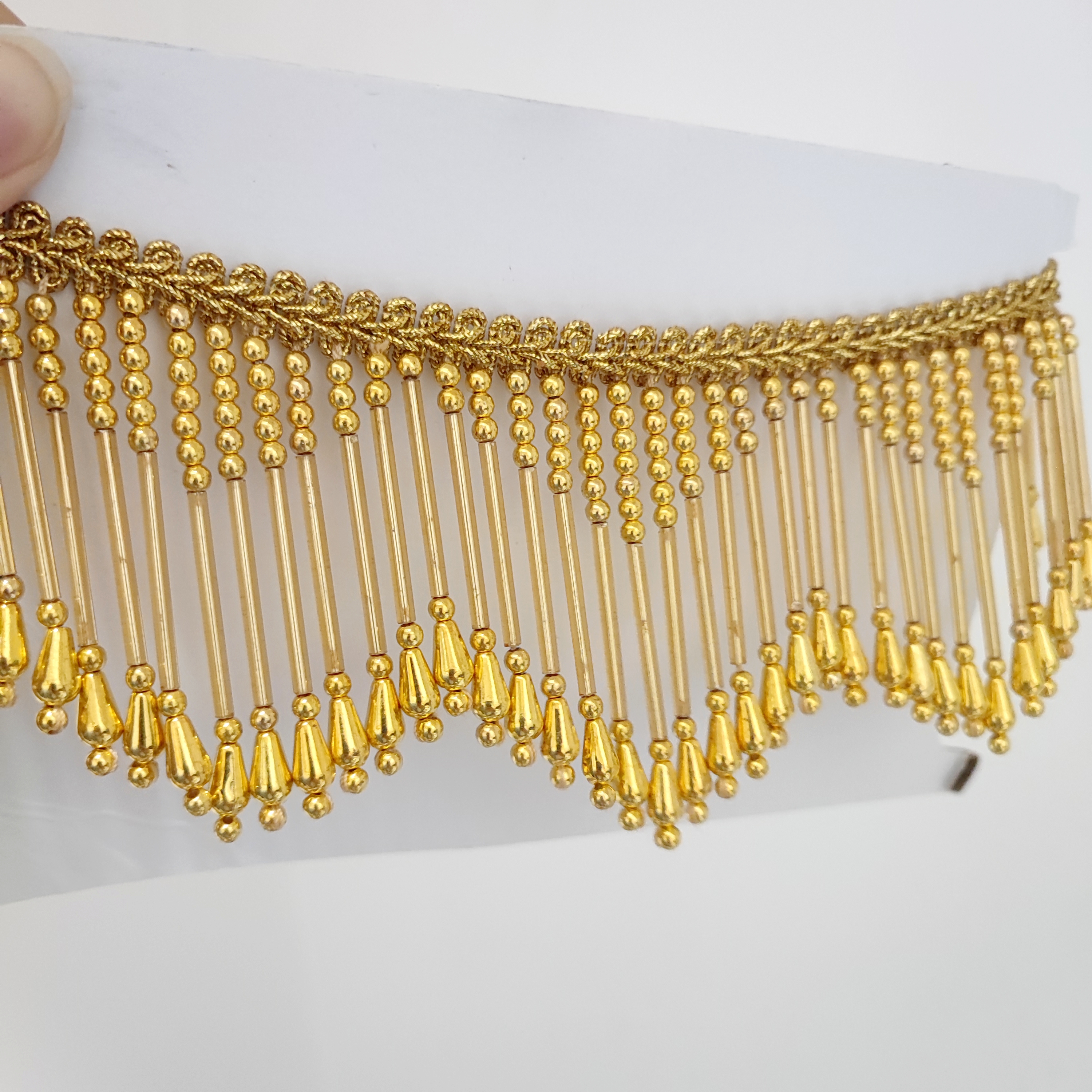 8cm Wide Gold, Silver, Beaded  - огляд і ціна Beaded Trim Fringe
