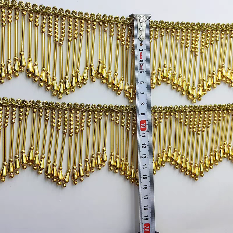 8cm Wide Gold, Silver, Beaded  - огляд і ціна Beaded Trim Fringe