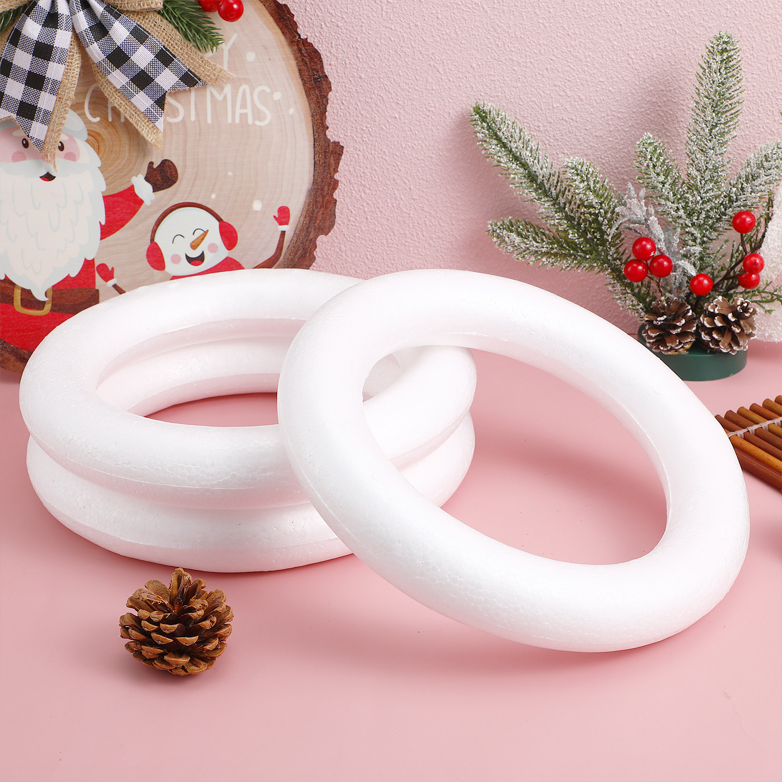 3Pcs White Foam Wreath Circle  - огляд і ціна Craft Embellishments