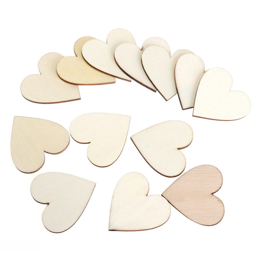 50Pcs Wooden Love Heart Craft  - огляд і ціна Embellishments For Scrapbooking