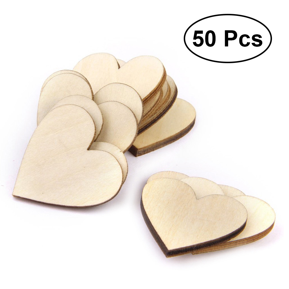 50Pcs Wooden Love Heart Craft  - огляд і ціна Embellishments For Scrapbooking