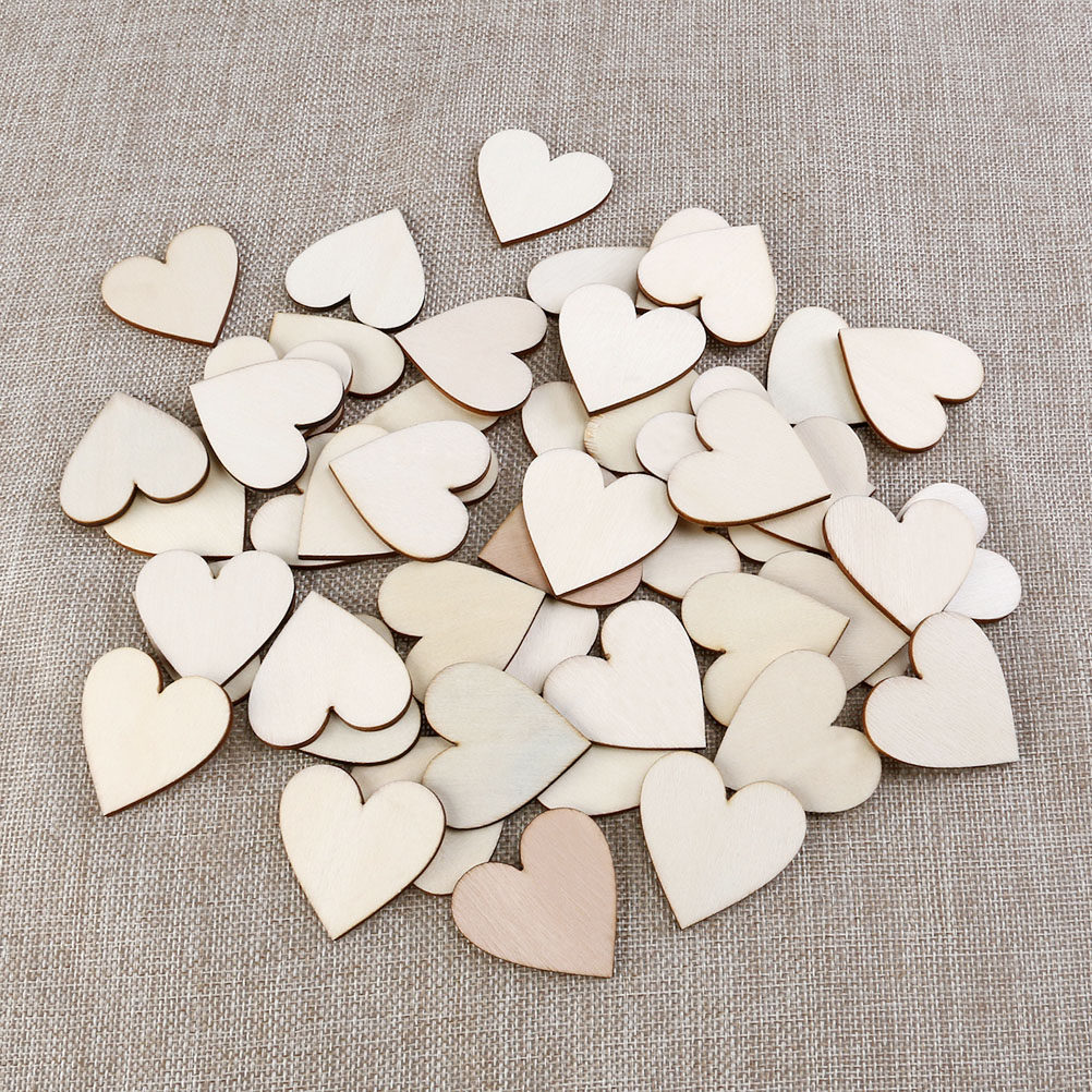 50Pcs Wooden Love Heart Craft  - огляд і ціна Embellishments For Scrapbooking