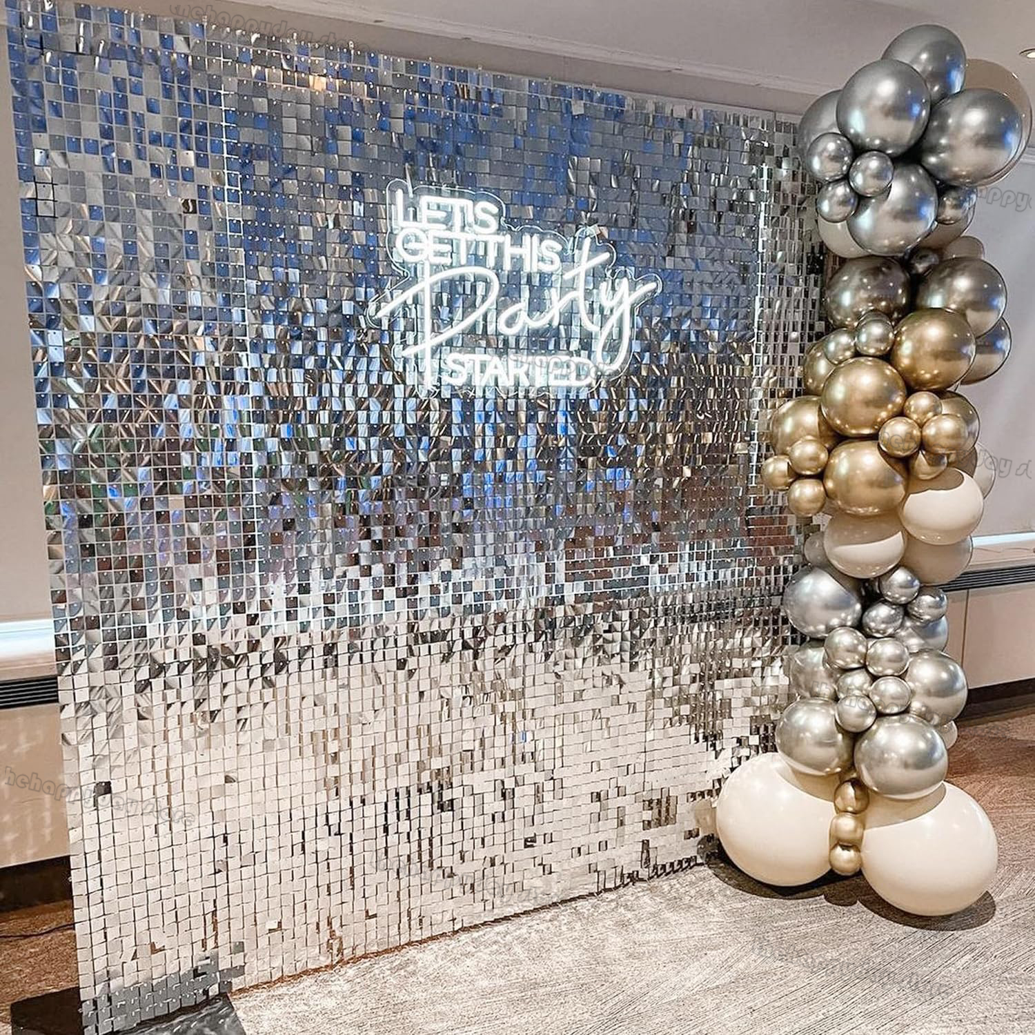 12Pcs Silver Shimmer Wall Back - огляд і ціна Sequin Fabric Panel