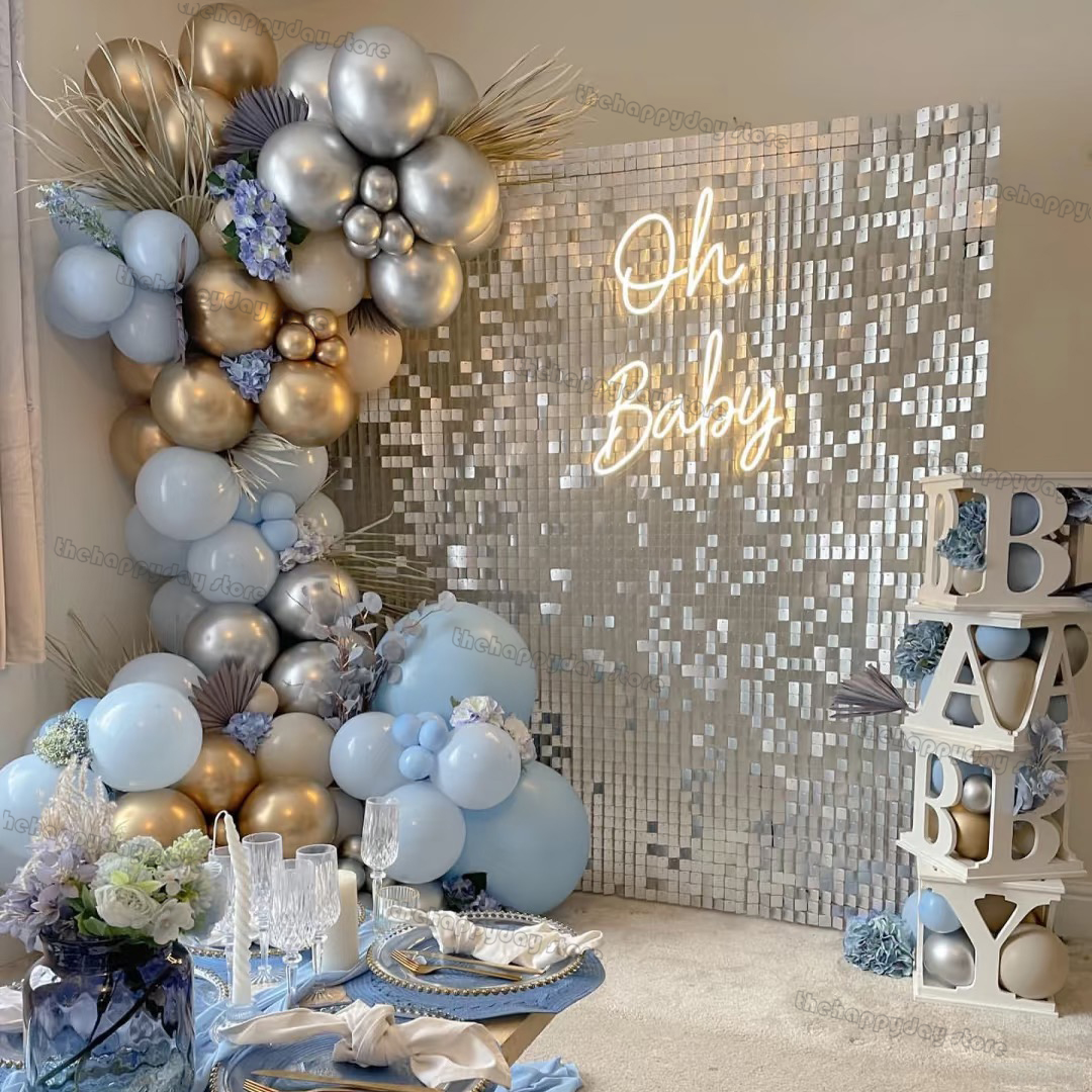 12Pcs Silver Shimmer Wall Back - огляд і ціна Sequin Fabric Panel