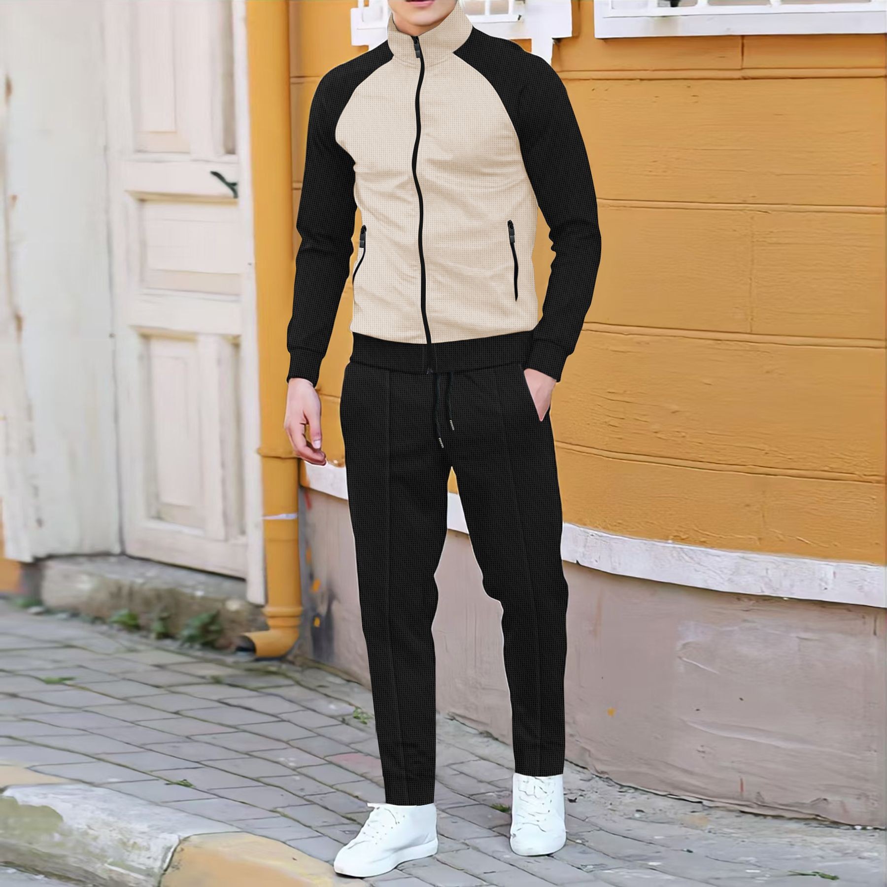 Men Casual Waffle Knit Track S - огляд і ціна Embellish Knit