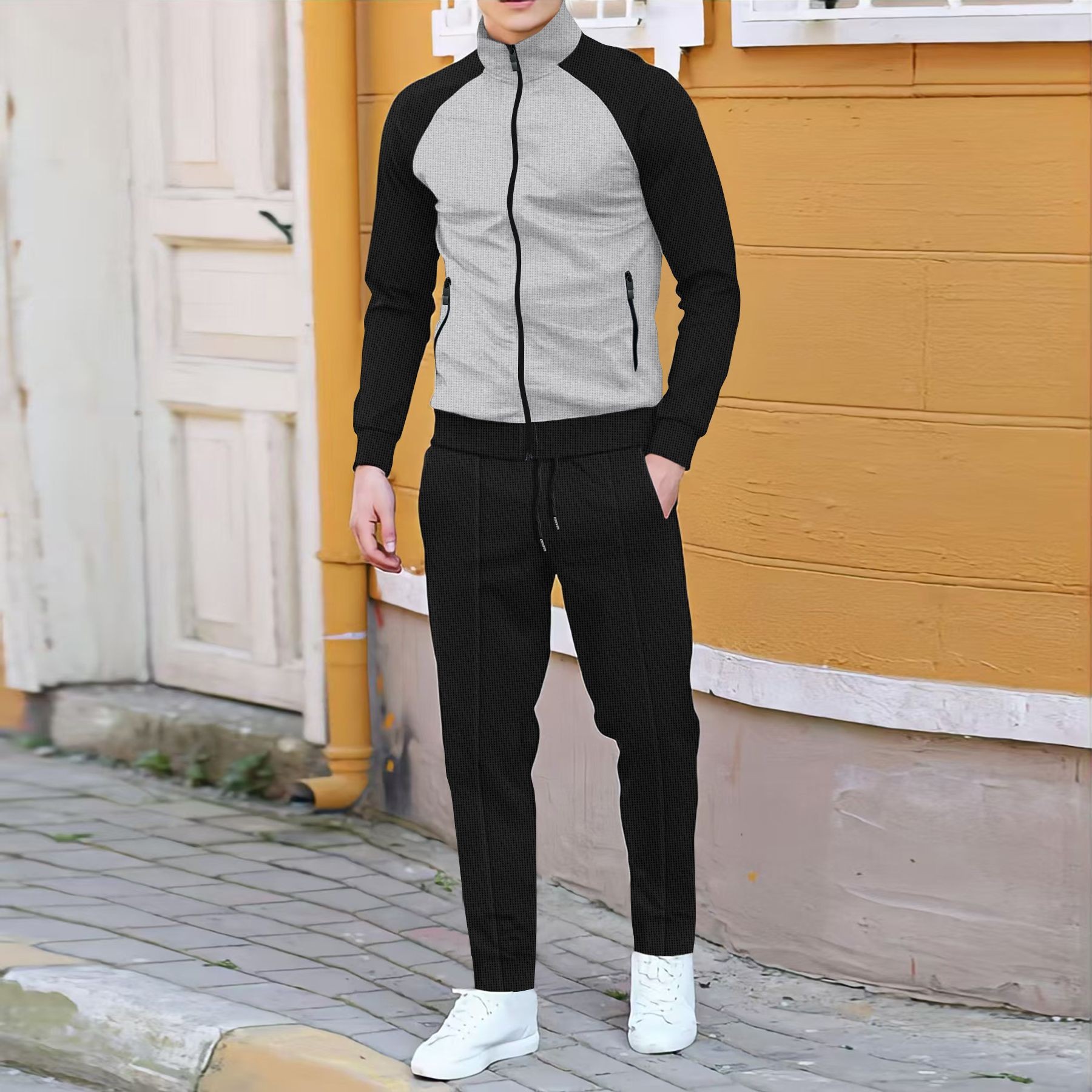 Men Casual Waffle Knit Track S - огляд і ціна Embellish Knit